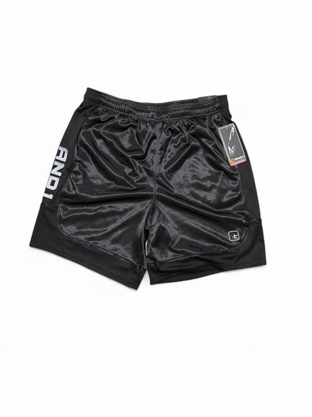 AND1 Black Satin Basketball Shorts NWT 9” Inseam Athletic Streetwear